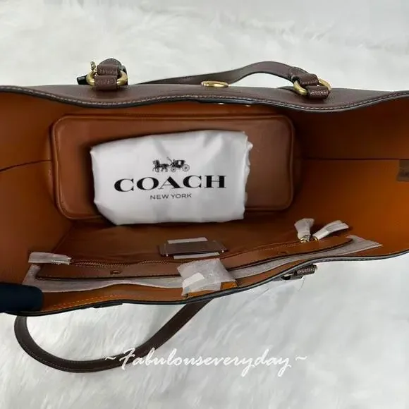 Coach Legacy Tote Bag Shoulder Bag In Leather/Brass/Maple Brown CU056 NWT - Picture 9 of 10